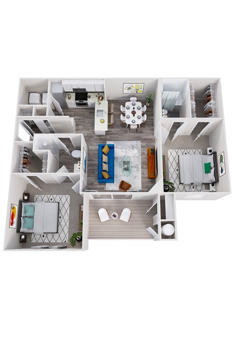 Floor plan for 2 beds, 2 baths, 1200 sqft